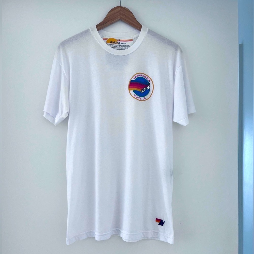 Aviator Nation Signature Small Venice Circle Tee | White | Size Large